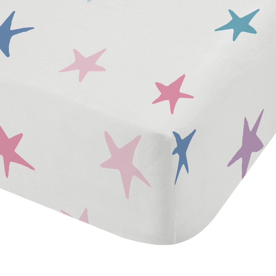 Bedding Bianca Cotton Bed Sheets | Bianca Woodland Unicorn And Stars 100% Cotton Fitted Sheet